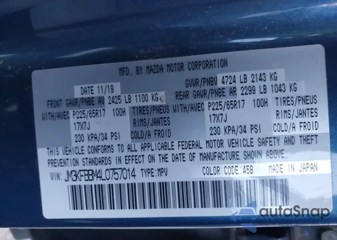 2020 Mazda Cx-5 Sport from USA, damaged, VIN JM3KFBBM4L0757014